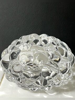 Orrefors Crystal Clear Glass Raspberry Collection Anne Nilsson Candle Holder 2.5